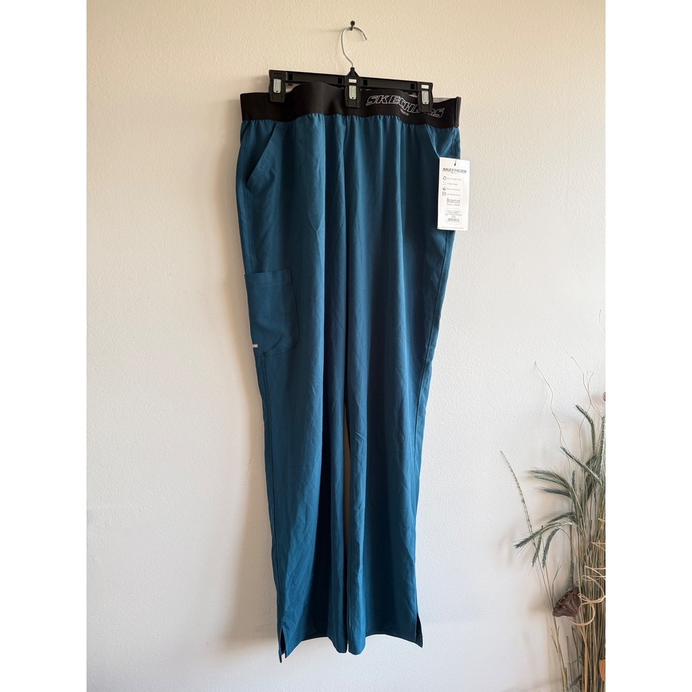 Skechers by Barco Vitality Scrub Pants XL Bahama Blue Logo Elastic‎ SK202 NWT